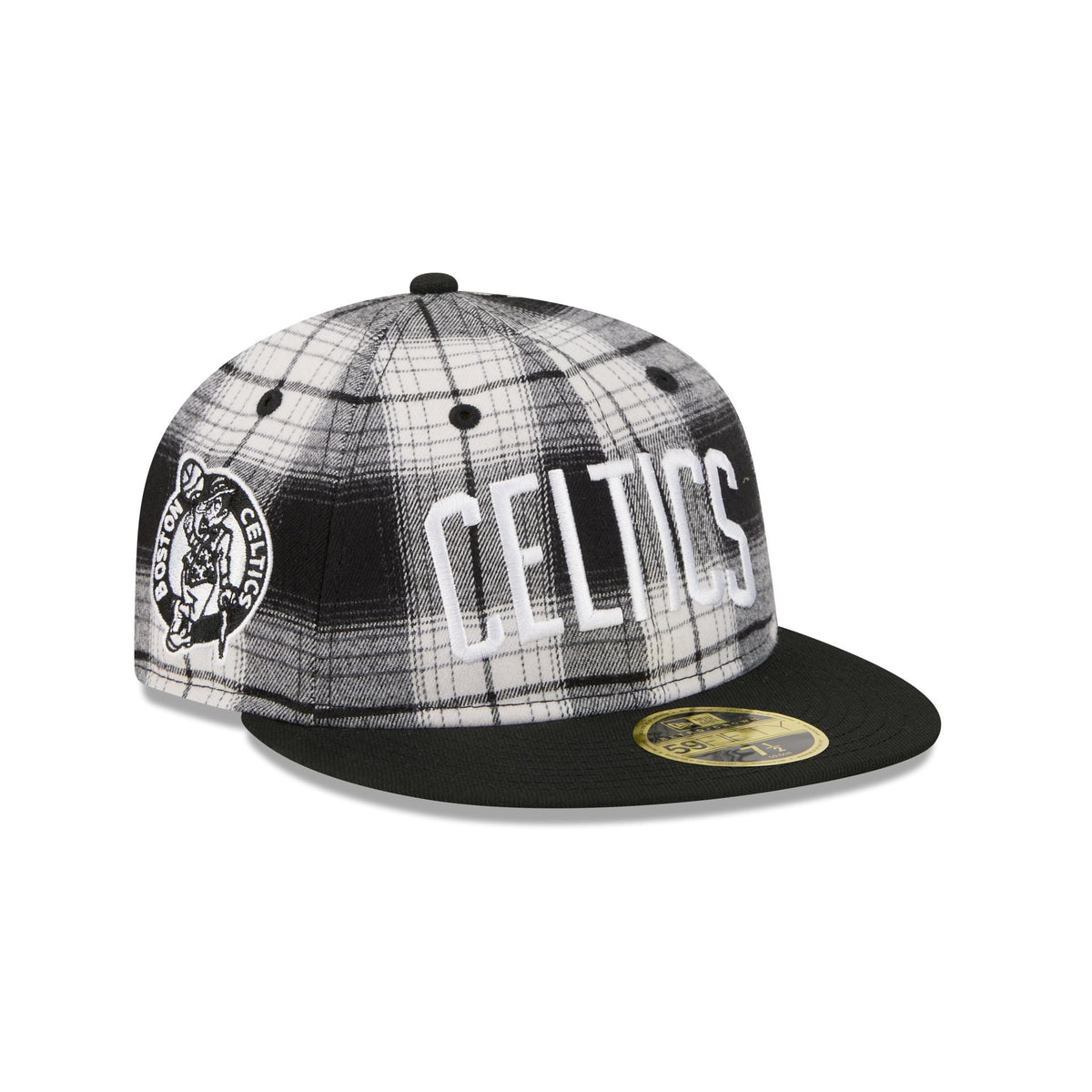 Boston Celtics Grunge Plaid Retro Crown 59FIFTY Fitted Hat