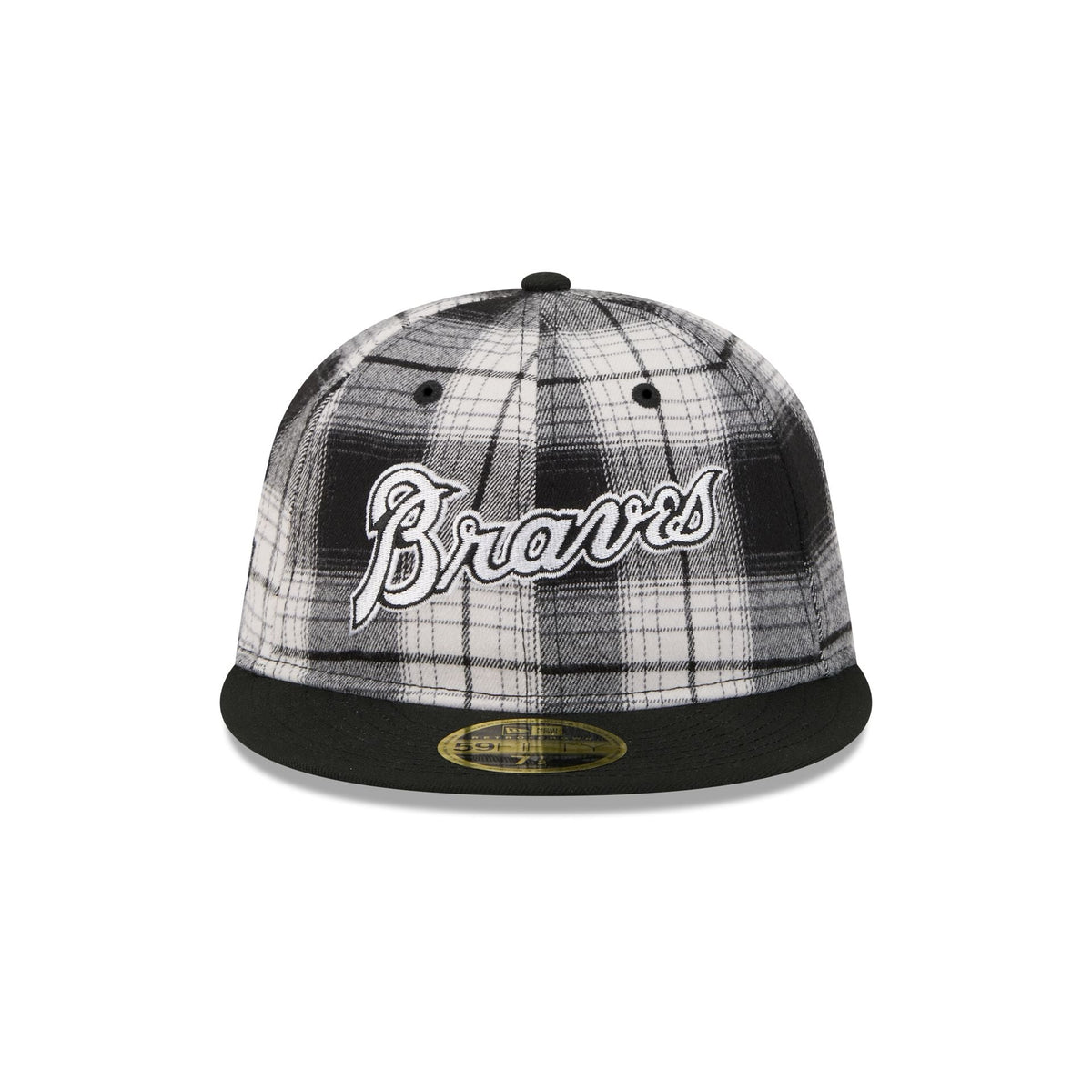 Atlanta Braves Grunge Plaid Retro Crown 59FIFTY Fitted Hat