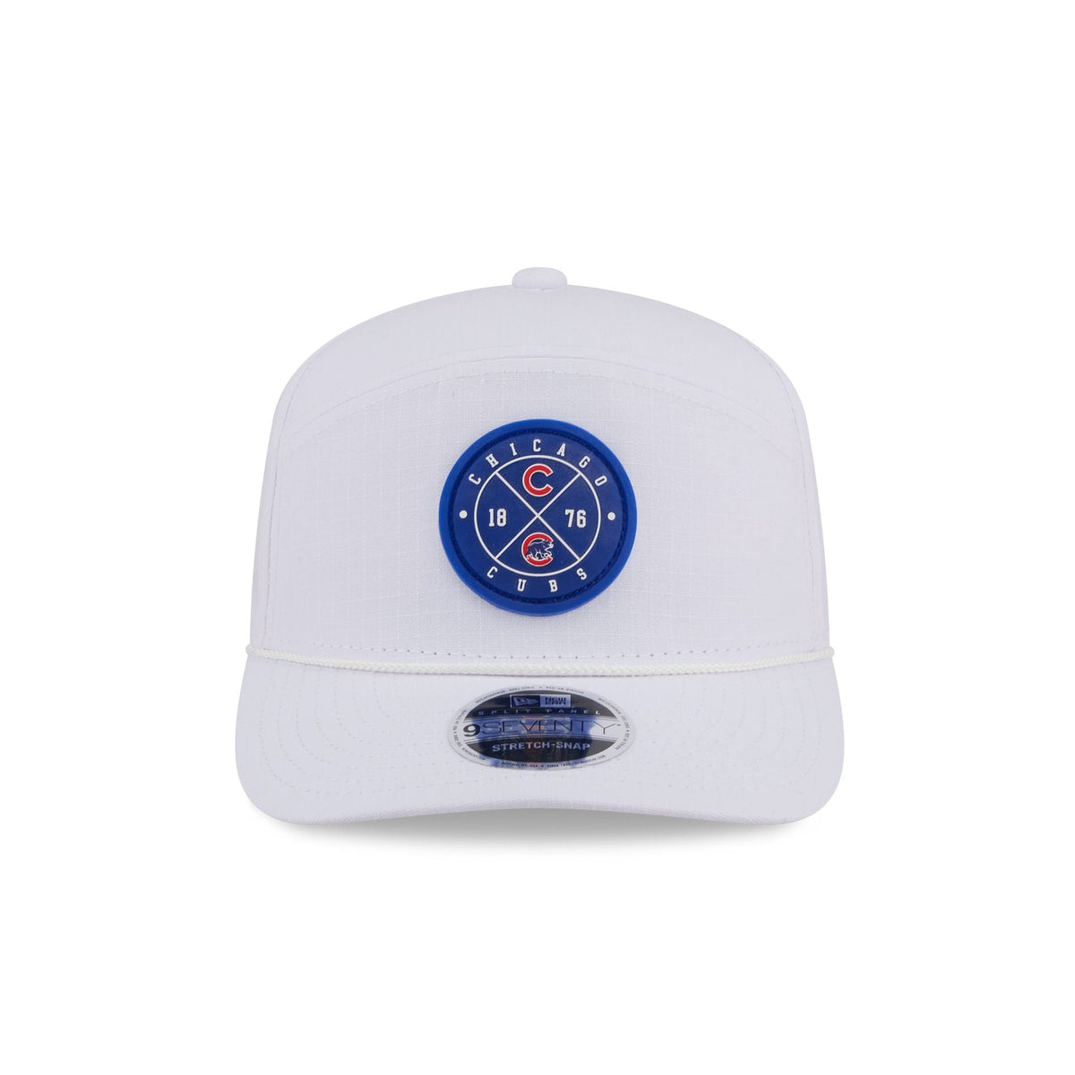 Chicago Cubs Circle Logo White Split Panel 9SEVENTY Stretch-Snap Hat
